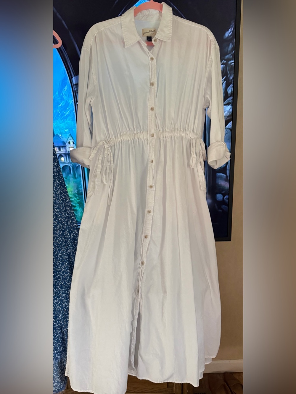 Universal Thread White Button-Front Midi Shirt Dress
